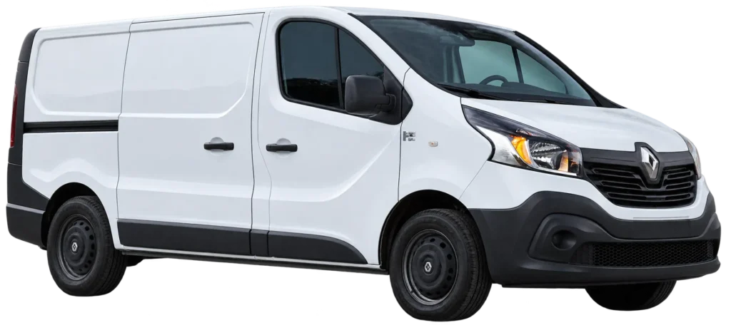 Biały Renault Trafic samochód dostawczy do wynajęcia