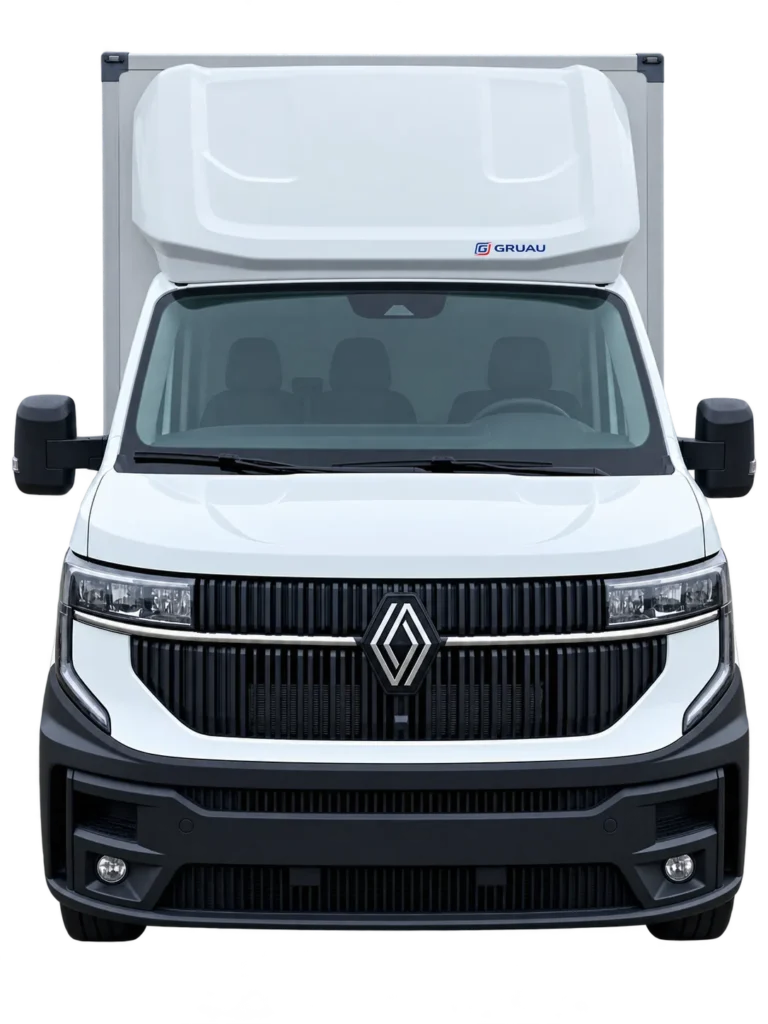 Biały Renault Master kontener widok z przodu